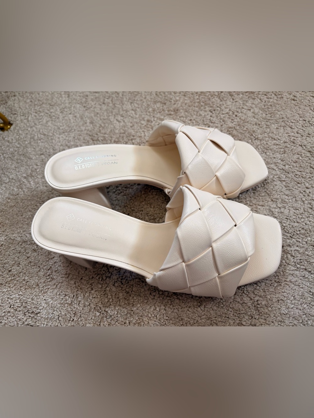Call It Spring Cream Braided Slide Heels